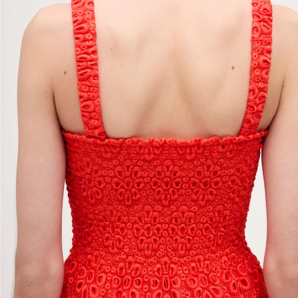 NWT Hill House The Anjuli Nap Dress Poppy Red Scallop Lace - Picture 3 of 11